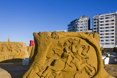 OSTEND, BELGIUM - september 22 2017- Disney themed sand castles, Disney Sand, celebrating the anniversary of Disneyland Paris on the beach in Ostend, Belgium.のeditorial素材