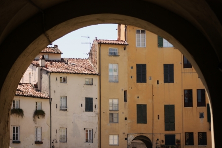 Piazza dell anfiteatro  Lucca, Tuscany, Italy の写真素材
