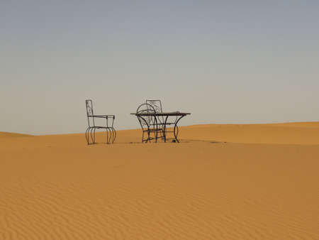 Iron table in Sahara Desertの写真素材