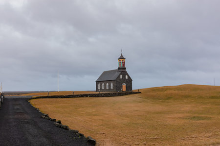 black church in icelandの写真素材