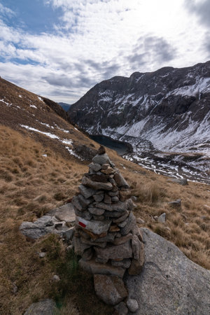 view of a lake in Pyreneesの写真素材