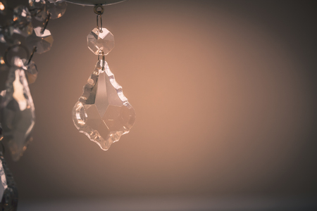 Crystal glass glittering chandelier,cross processed colors.の写真素材