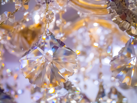 crystal chandelier in roomの写真素材