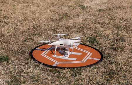 Set drone in outdoor fieldの写真素材