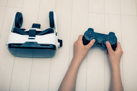 VR goggles and game controllers