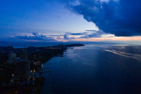 Shooting the beach of Cebu early in the morning from the sky