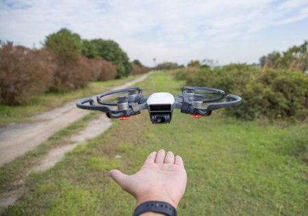 High performance small drone operated by handの写真素材