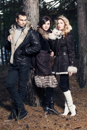 Man and women with Seasonal Fashionの写真素材