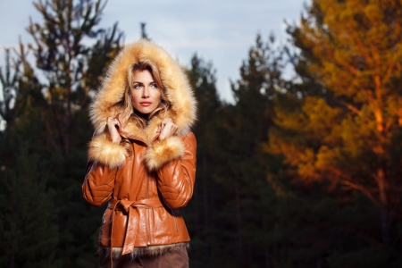 Gorgeous woman in the forestの写真素材