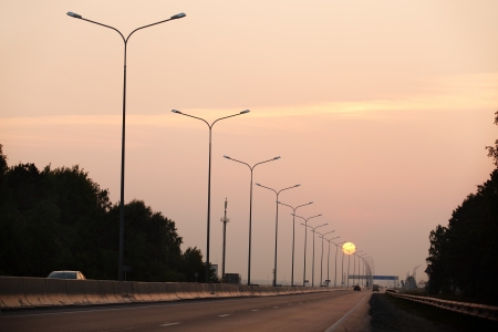 Road in smokeの写真素材