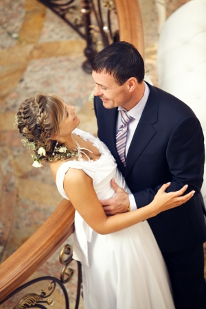 Newlyweds embracesの写真素材