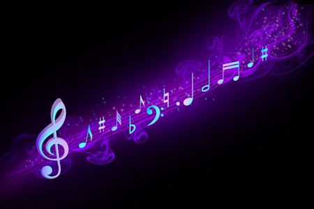 Musical notes on a blackboardの写真素材