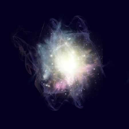 Interacting galaxies on black backgroundの写真素材