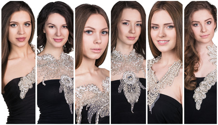 Fashion collage. Group of beautiful young women. Sensual girlsの写真素材