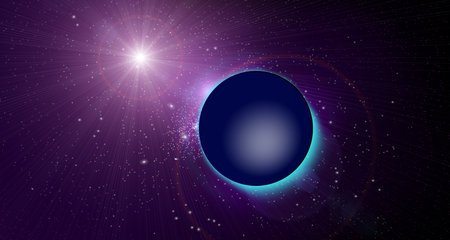 Planet sphere in a beautiful abstract space. Nebula and flash in cosmos