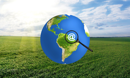 Colorful earth with magnifying glass. Elements of this image furnished by NASAの写真素材