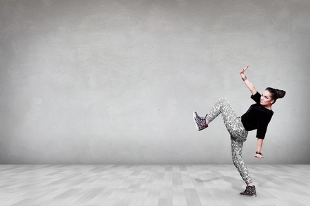 Woman making exercise isolated on white backgroundの写真素材