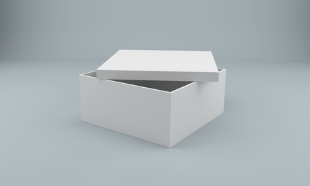 Blank open white box isolated on white. 3d rendering.の写真素材