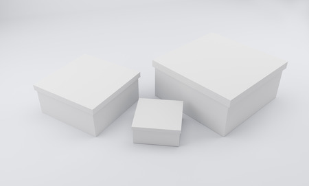 Blank white box isolated on white. 3d rendering.の写真素材