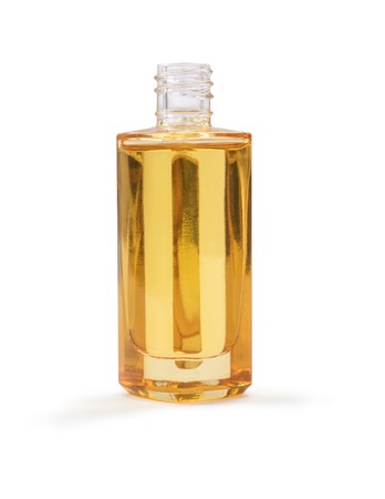 Beautiful cosmetic bottl with oil for face, isolated on whiteの写真素材