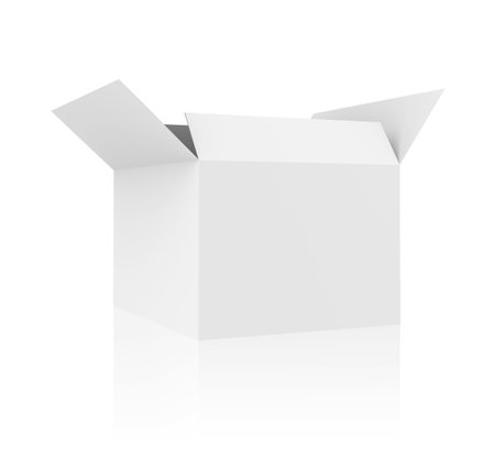 Blank opened white box. 3d renderingの写真素材