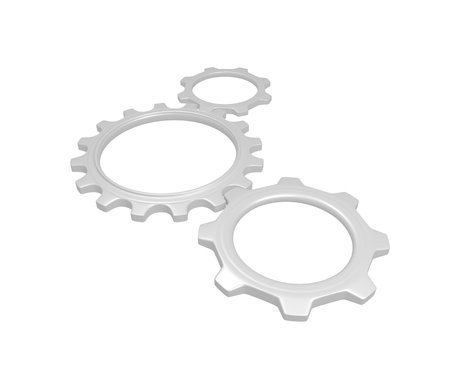 Three metal gears. 3D rendering.の写真素材