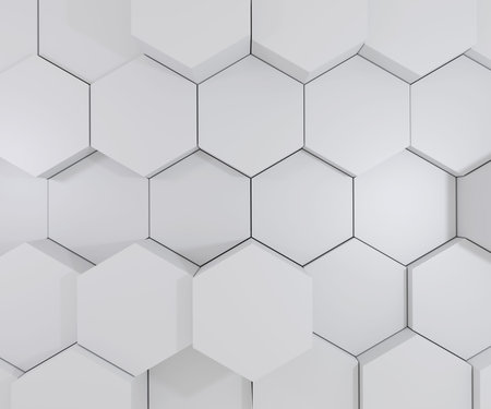 3D abstract gray geometric hexagonal background.