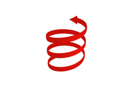 3D Red spiral arrow. 3D renderingの写真素材