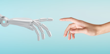Human hand touching an hand.の写真素材