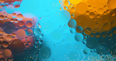 Oily stains on the surface of the water.の写真素材