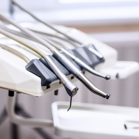 Stomatological instrument in dentists clinic close-up.の写真素材