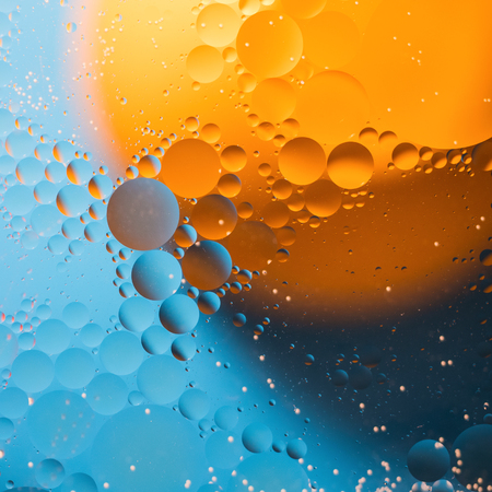 Oily stains on the surface of the water.の写真素材