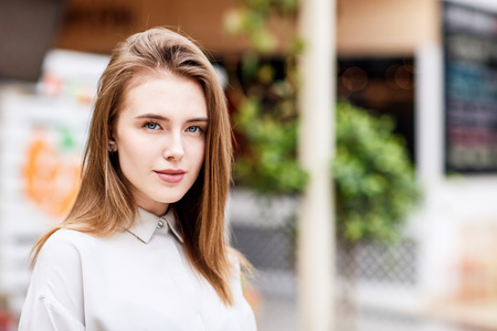 Portrait of young beautiful woman.の写真素材