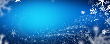 Winter background with fly snow and snowflackes.の写真素材