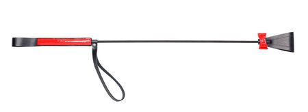 Leather black and red whip for sex games.の写真素材