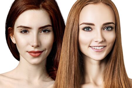 Collage of beautiful sensual young women with red hair.の写真素材