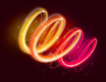 Glowing circulate colorful trail. Over black background.の写真素材