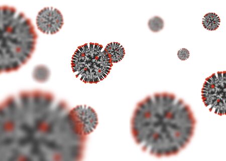 Coronavirus cells. 3D rendering.の写真素材