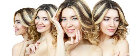 Beauty portrait of blonde woman with wavy hair.の写真素材
