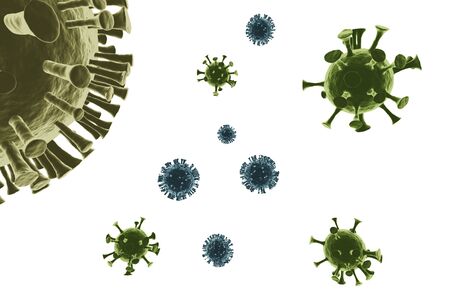 Coronavirus cells. 3D rendering.の写真素材