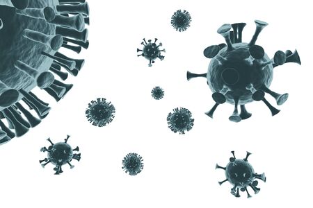 Coronavirus cells. 3D rendering.の写真素材