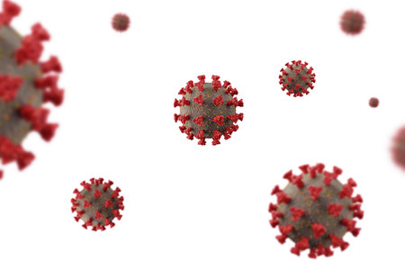 Coronavirus cells. 3D rendering.