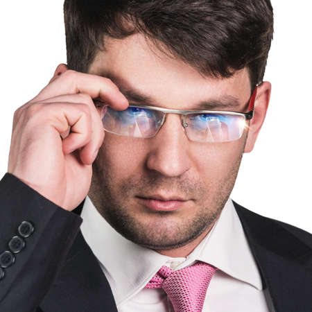 Portrait of a businessman in glasses close-upの写真素材