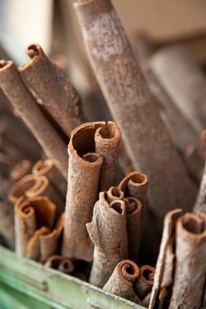 Cinnamon sticks used for making traditional chinese medicine.の写真素材