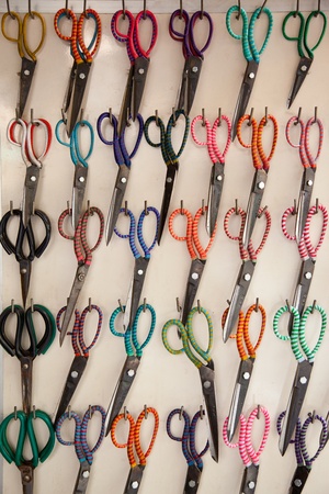 Scissors on display in a market in Vietnam.のeditorial素材