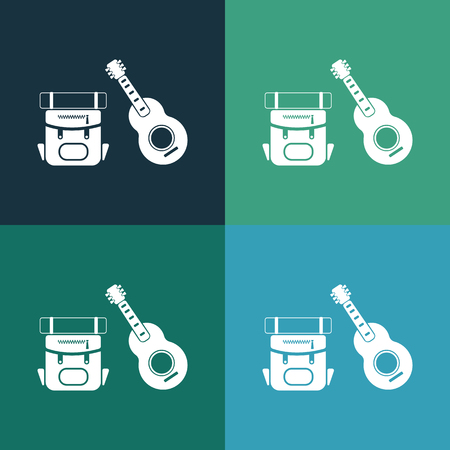 Travel backpack and guitar iconのイラスト素材