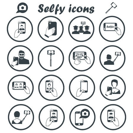 Selfie set iconのイラスト素材