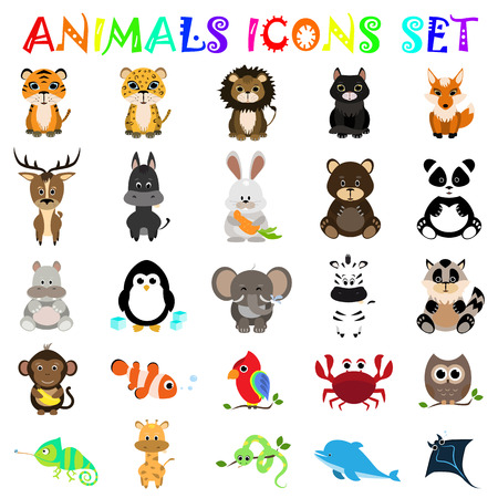 animals flat icons setのイラスト素材
