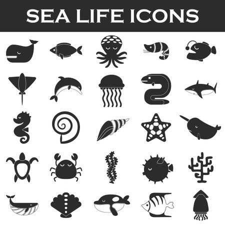 sea life iconのイラスト素材