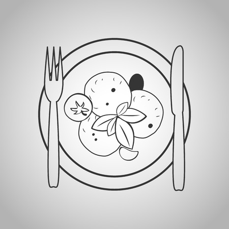 salad on the plate iconのイラスト素材